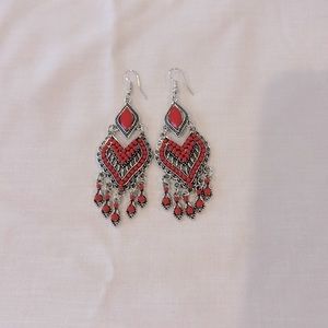 Paparazzi Red Seed Dangle Drop Earrings.